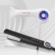 박준 글램블로우 티타늄 디지털 고데기+글램블로우 원적외선 드라이기 화이트 2종세트, 글램블로우 고데기(플랫)+드라이