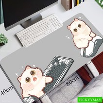 범퍼 침대 패드 아기 가드 토퍼 귀여운 고양이 대형 마우스 매트 게임용 게이머 39.3x19.6in 고무 키보드 데스크 HD, [15] 500x1000x3mm, [07] Gray Cat