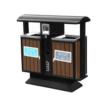 올템블리 분리수거장 부스 쓰레기 재활용 분리장 조립식, MX-FJ01 이중 분류(로즈우드 브라운)