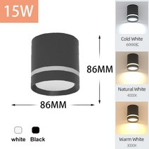 천장등 Led downlights 표면 마운트 다운 라이트 220v 2515105w 천장 조명 홈 거실 스토어 downlight led, 15w를 입력, 중성 흰색, 하얀 몸