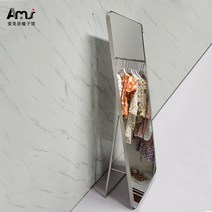 인테리어 전신 미용실 대형 공주 럭셔리 의상실 피팅 미러 아크 스테인리스 스틸 플로어 거울 초백 슬림거울 벽걸이 맞춤 제작, 17 200X120실버+받침대