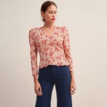 프렌치R 플로랄 퍼프 미미 블라우스
