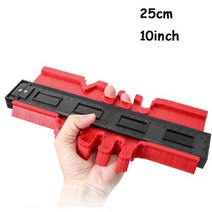 56101520 인치 다기능 윤곽 게이지 타일링 라미네이트 타일 가장자리 형성 나무 측정 눈금자 타일 라미네이트 타일 도구, 레드 10인치