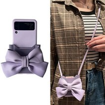 음식물분쇄기 무선스위치 3D 가죽 보우 카드 가방 크로스 바디 끈 목 이 스트랩 삼성 갤럭시 Z 플립 3 Shockproof 커버에 대 한 하드 전화 케이스, For Galaxy Z Flip 3, 2