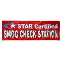 4 Less Co 2x6피트 별 인증 SMOG 체크 스테이션 배너 스토어 사인 패브릭 폴리에스터 rb