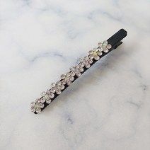 SUNNYDAY 고급 꽃 큐빅 앞머리 머리핀 메탈 악어집게 악어핀 미니 일자핀 헤어집게핀 성인 여성 머리핀 삔 BBB3