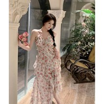 여름반팔쉬폰원피스 휴양지 반팔 데이트 제주도여행코디 꽃무늬 롱 허니문 데이트룩