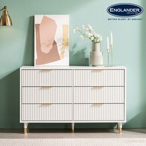 잉글랜더 플레이스 화이트 템바보드 6단 와이드 서랍장, 색상:오크