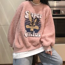 라라벨 여성용 기모 뽀글이 맨투맨 메이슨 프린팅 기모맨투맨