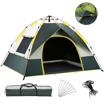 네이처하이크 에어텐트 캠핑 차박 쉘터 캠핑 여행 4인용 자동 강아지 업 210x200x135cm 3x3 접이식 원터치 방수 선프루프 그늘, 그린 블랙 코팅