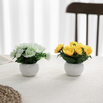 미니 국화 화분o set 소 11cmP 조화 화분 장식 FMFUFT, 화이트, (색상)화이트