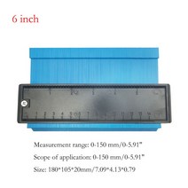 측량 5/6/10 인치 윤곽 게이지 아크 눈금자 플라스틱 프로파일 스케일 템플릿 곡률 타일링 라미네이트 목공, 02 6 inch blue