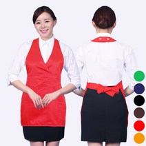 앞치마 홀서빙 식당 패스트푸드 업소용 바리스타 AE11, AE11 빨강