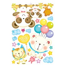일음쇼핑^^*m조인컴퍼니 요모조모 동물나라 스티커 시리즈2 시트지 인테리어 포인트 용품 벽장식 문꾸미기 데코일medi^*^, ab*^*선택있슴풍선과함께 FDT-21001