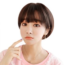 하이유니 이자벨라 숏 컷 통가발 28cm, 브라운블랙 - 통가발+거치대+가발망