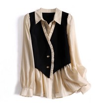 여성 긴팔 블라우스 카라넥 남방셔츠 루즈핏 데일리룩 간절기 오피스룩 하객룩