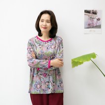 엄마옷마미소 이편한라운드셔츠 빅페이즐 빅사이즈 5060 중년여성의류 넉넉한핏 할머니티셔츠 스판 하프