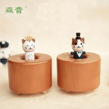 귀여운 캐릭터 동물 수공예 우드 오르골 선물 키즈 어린이 어른 장식 집들이 홈 데코 크리스마스 a, D- 신부