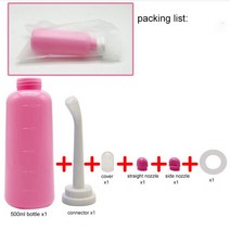 휴대용 비데 수동 클리너 세척기 여행용 2 웨이 500ml 휴대용 여행 핸드 헬드 비데 분무기 병 노즐 화장실 개인 청소기 시트 위생 세척, 500ml 핑크