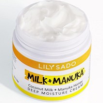 LILY SADO MILK + MANUKA 코코넛 밀크 & 마누카 허니 내추럴 페이스 모이스처라이저 - 코코아 버터 및 고투 콜라 함유 기름지지 않은 데일리 페이셜 크림 잔 및 잡
