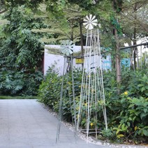 야외 정원 가든 엔틱 바람개비 지지대 풍차 스탠드 장식, 흰색, M 150cm