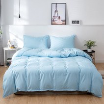 유럽 스타일 이불 커버 세트 2 개/3 개 두꺼운 기모 침구 겨울에 베개, [04] 260x230cm 3pc, [11] Sky blue
