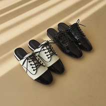 [5+13lk] 레이스업 배색 블로퍼 로퍼 슬링백힐 슬링백 여성 고급플랫 플랫슈즈 슬링백샌들