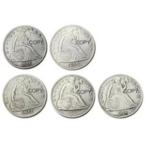 미국 동전 1846-O 1850-O 1851-O 1859-O 1860-O 장착 리버티 달러 복사 실버 도금, [06] -O 5PCS