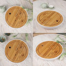 소울리드 원형 다기트레이 차판(25.5CM) (화이트) 다도차판 원목찻상