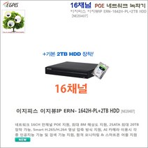 지하 주차장 전기 자동차 충전기 화재 감시카메라(이지피스 이지뷰IP ENT-4121-T) 외 추가상품, 이지뷰IP ERN-1642H-PL+2TB HDD