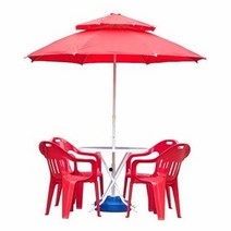 업소용파라솔 야외 캠핑 낚시 4인용 파라솔세트C 대 녹색 받침별, 탁자타입-색상:사각_빨강|의자색상:녹색, 단품