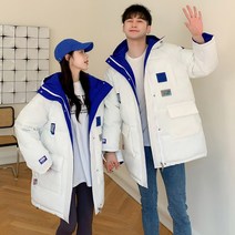ANYOU 남녀공용 오버핏 리버시블 롱 패딩 자켓 겨울 투톤 후드 커플 빅사이즈 패딩점퍼
