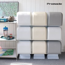 프로메이드 원터치 분리수거함 3단, 분리수거함3단 크림