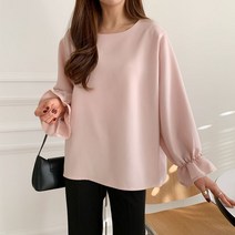 리엘라 츨넹튜 오버핏 라운드넥 베이직 블라우스