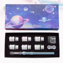 캘리그라피 글라스펜 유리펜 잉크6색 크리스탈 딥펜 렌덤발송, 색상, 만년필 펜촉굵기