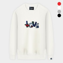 [진마니아]LOVE스팽글자수 기모 맨투맨티 남여공용 빅사이즈 오버핏 티셔츠