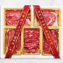 우마왕 한우선물 1++ 냉장 구이용 세트 리본메시지 감동두배, 1kg, (한아름)등심+갈비살+눈꽃슬라이스+특수부위3종