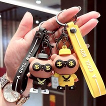 1+1 쇼미더머니 캐릭터 가방 자동차 키홀더 에어팟키링 스트랩 열쇠고리, 블랙
