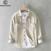 Keep Casual 남성 캐주얼 긴팔 루즈핏 심플 카고 셔츠 남 코트