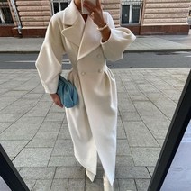 여자 남자 트렌치코트 두꺼운 라펠 랜턴 슬리브 더블 브레스트 롱 재킷 여성용 모직 코트 가을 신상품