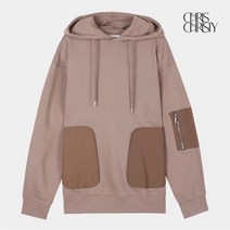 크리스크리스티 크리스크리스티 우븐 패치 지퍼 오버핏 후드 티셔츠_BEIGE / KKMALWFDP05_N1J1