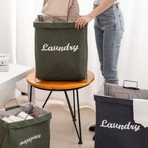 접이식 철재프레임 세탁바구니 빨래보관함 분리수거함, 네이비