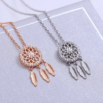 순은 목걸이 신성 드림캐쳐 목걸이 펀칭 플라워 펜던트가 사랑스러운 프린지 나뭇잎 쇄골 체인 드림캐쳐 순은 목걸이
