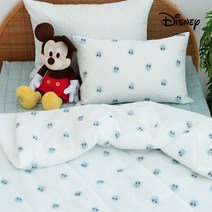 아망떼x디즈니 도트 미키 시어서커 리플 슬림 차렵이불 베개세트