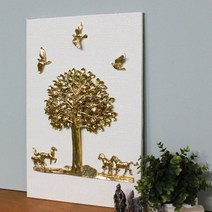 바보사랑 돈나무말 화이트골드 부조판화 벽걸이 인테리어 거실 그림액자.람세스아트