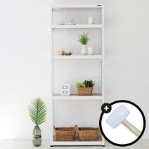 슈랙엣홈 무볼트 조립식앵글선반 5단 블랙 화이트 앵글선반 [ 조립용 고무망치 증정 ], 선반 5단1800 화이트/800x300 (WxD)