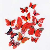 행사 매장 데코스티커 12p 3D겹날개 나비스티커_레드, 단품, 단품