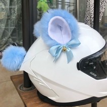 2 개쌍 크리 에이 티브 귀여운 오토바이 헬멧 봉제 고양이 귀 벨 모토 크로스 헬멧 장식 스티커 액세서리 cosplayer 스타일링, 1-파란 귀와 꼬리