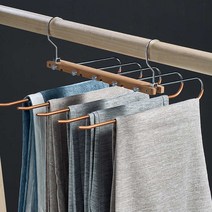 러브트리스 논슬립 5단 원목 접이식 바지걸이 B타입, 2개, 골드