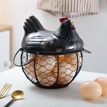 치킨 모양 장식 철 안티-슬립 계란 홀더 바구니 주최자 스토리지 과일 컨테이너 주방 암탉 장식 바구니 세라믹, 하나, Black